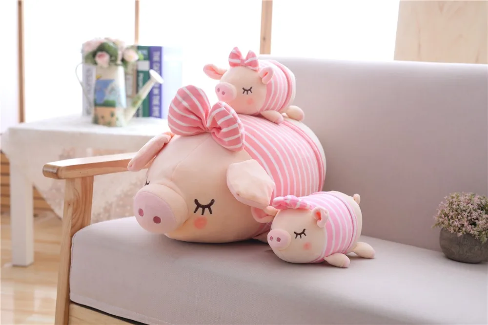 Kawaii розовый бантом Свинья Мягкие плюшевые игрушечные лошадки милые подушки поросенок стежка куклы, чучела животных в форме поросенок для маленьких д