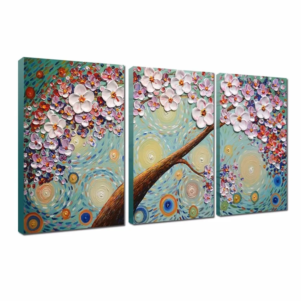 Abstract Art Paintings Oil Hand Painting 3D Hand-Painted On Canvas Artwork 3 Panels Wall Decoration | Дом и сад