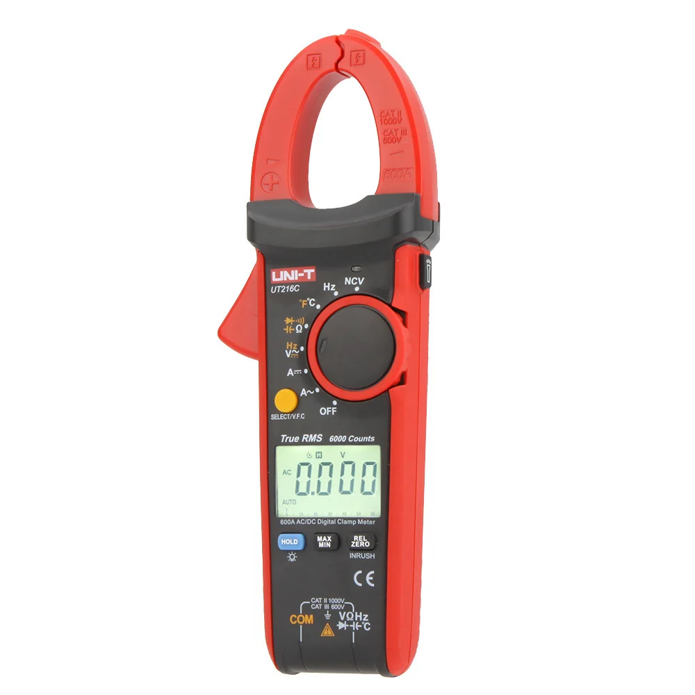 Цифровой токоизмерительный прибор UNI T UT216C 600A NCV V.F.C мультиметр с ЖК дисплеем и