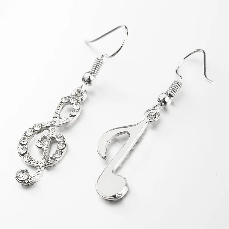 Asymmetrical Crystal Drop Earrings for Student Girl Women Rhinestone Shine Music Symbol Dangle Earring Luxury Wedding Jewelry | Украшения и