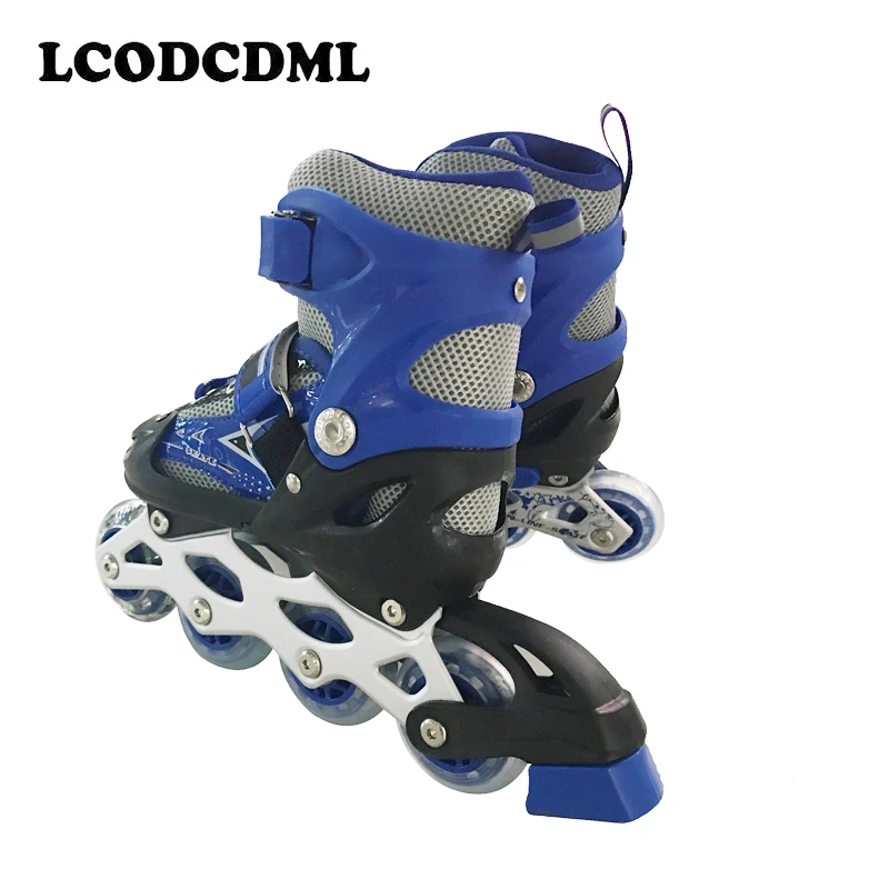 Взрослый Детский одиночный рядовой ролик коньки ПВХ 4 колеса мигает Спорт на
