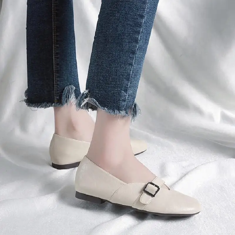 MYCORON 2018 New Arrivals Genuine Leather Luxury Square Toe Handmade Popular Casual Shoes Women Chaussure Femme | Обувь