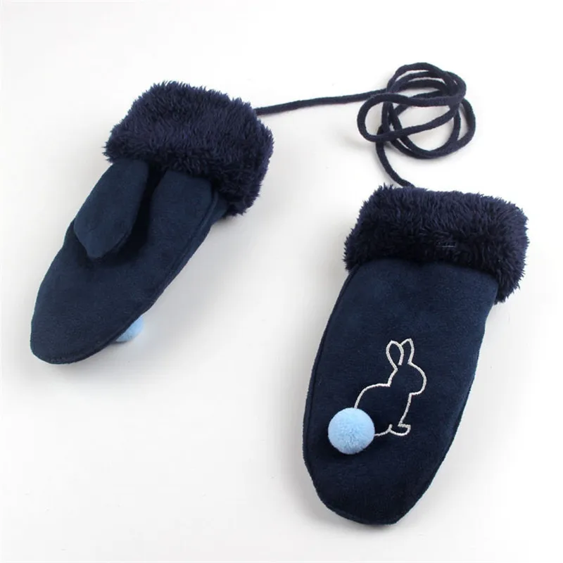 rabbit navy Высокое качество; Новинка; Детские теплые перчатки; сезон осень-зима; детские перчатки с рисунком кролика для детей 2-8 лет; детские перчатки; варежки; аксессуары - Цвет: rabbit navy