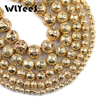wlyees natural stone beads 14 gold lava stone loose beads 4 6 8 10 12mm round ball for jewelry accessories making bracelet 15in