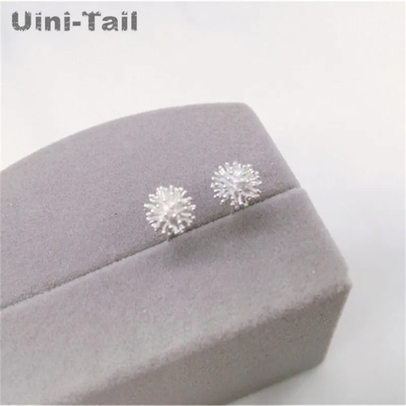 Uini-Tail,, новинка 925, Стерлинговое Серебро, Одуванчик, цветок, шар, Рождество, снежинка, нежные серьги, женские классические простые серьги