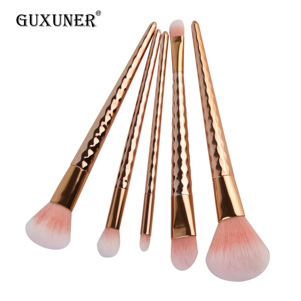 GUXUNER 5 шт. Diamond Rose Gold набор кистей для макияжа Фонд Румяна Тени Русалка Радуга Кисть