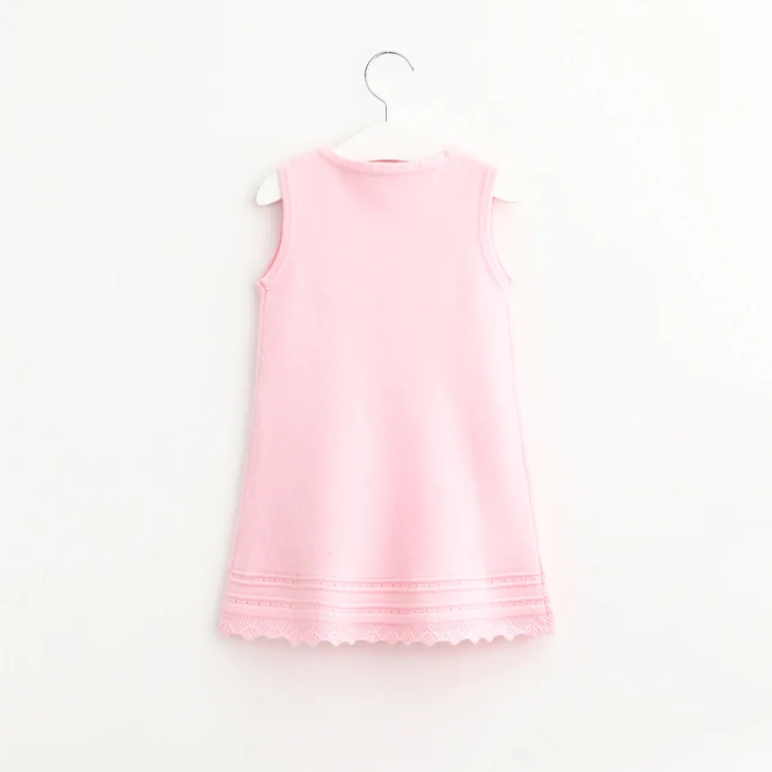 Kids Girls Knit Dress Spring Autumn Slip Dresses Korean Style Floral Hem Design Soft Children Clothing 4Color Slect | Детская одежда и