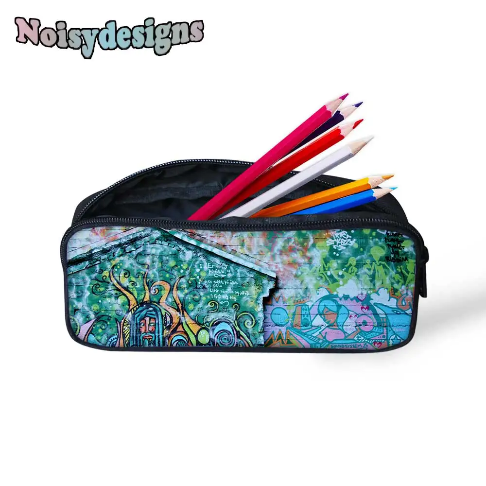 

Fashion Cosmetic Bags Street Graffiti Print Student Pencil Case Bags Kids Boys Pen Pouch School Supplies Stationery