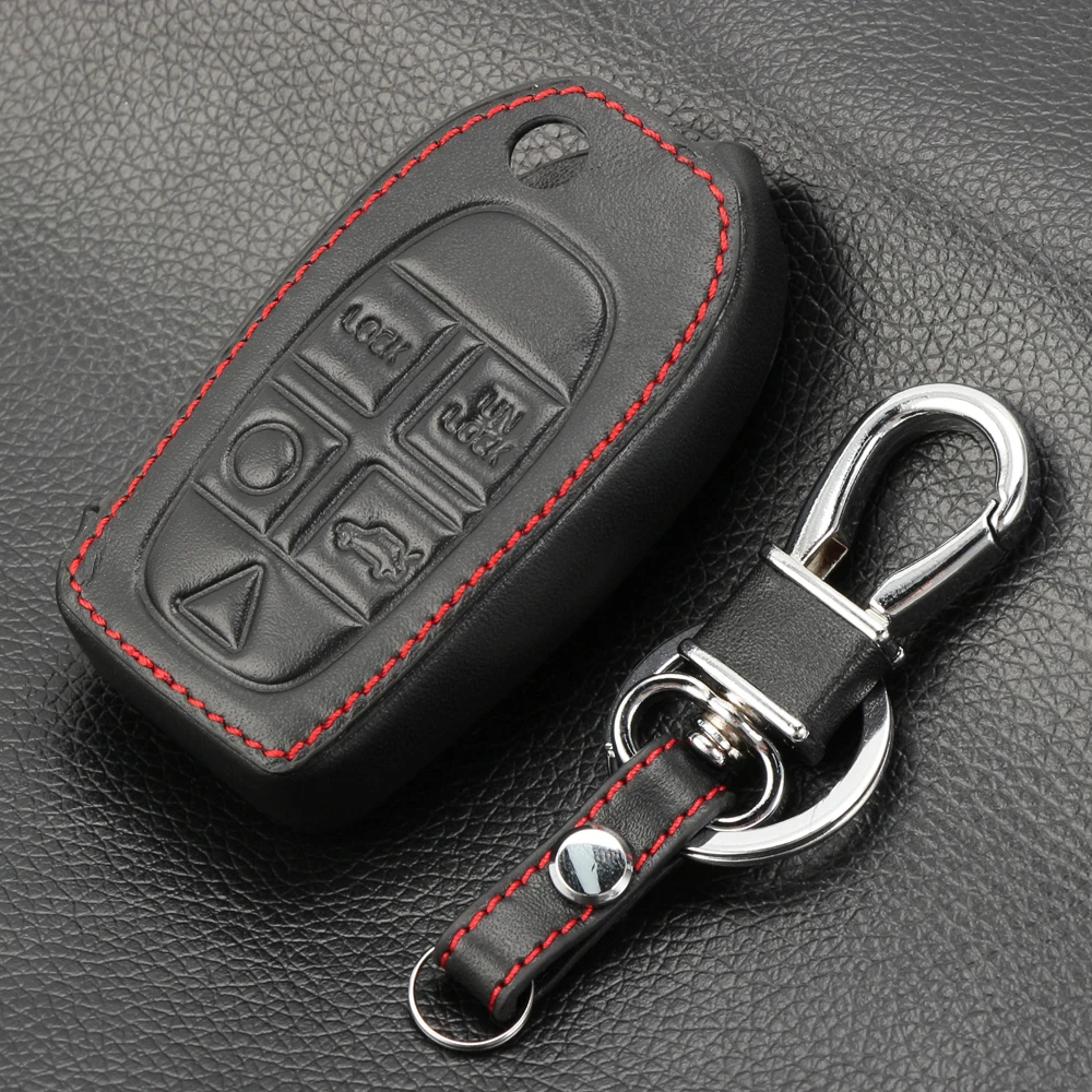5 Button Leather Flip Car Key Case Keychain Accessory for Volvo C70 S40 S60 S80 XC90 Folding Remote Protector Skin Cover | Автомобили и