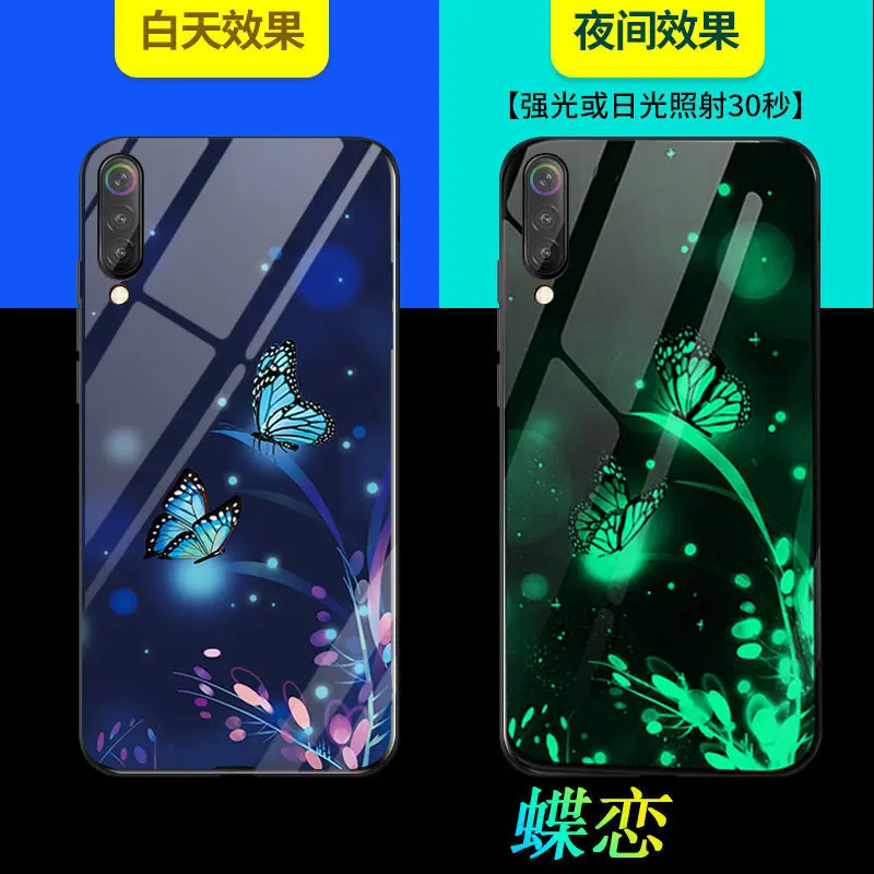 Чехол для телефона Xiaomi Redmi Note 7 Pro Note 5 Plus, чехол, светящаяся задняя крышка из закаленного стекла, силиконовый чехол, Fundas