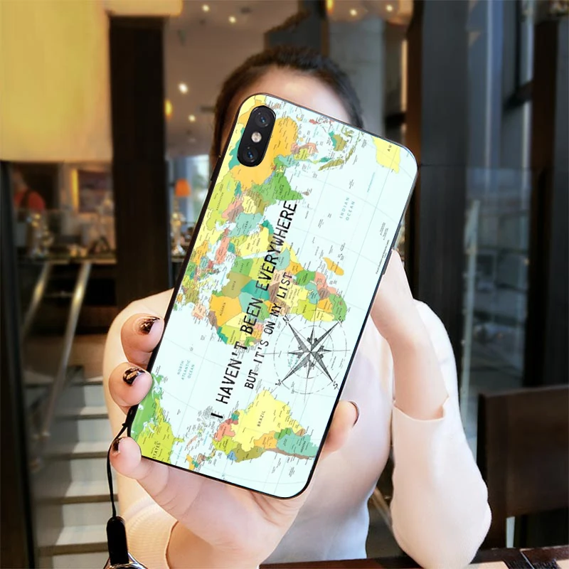 Чехол из закаленного стекла для телефона Карта мира путешествия просто Go чехол для iPhone X XR XS Max 8 7 6s Plus для samsung s8 s9 plus s7 Edge