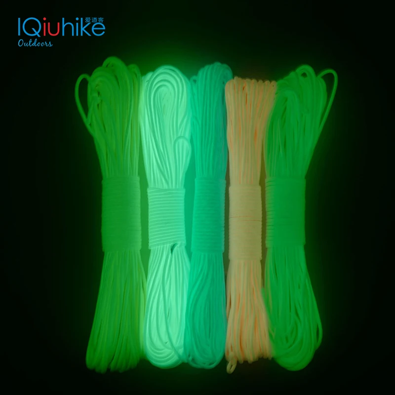 

10-31 Meters 550Lb Luminous Glowing Nylon Paracord Parachute Rope Cord for Climbing Camping Travel Buckle Glow in Dark Rope