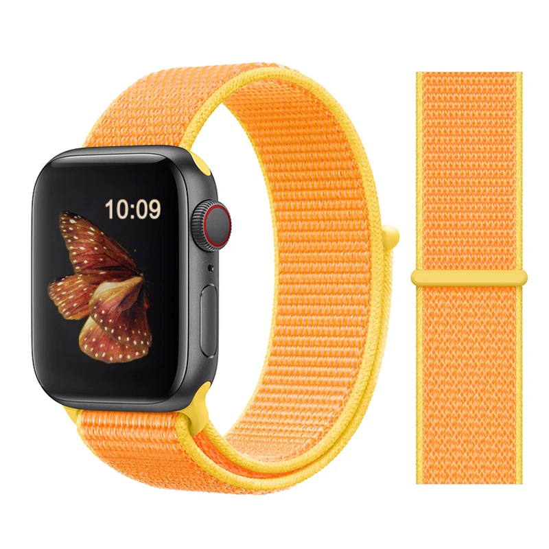 43 Canary Yellow Нейлон Ремешок для наручных часов Apple Watch серии 3/2/1 38 мм 42 мм мягкий нейлон дышащий сменный ремешок Спортивная петля для наручных часов iwatch серии 4 40 мм 44 мм - Цвет ремешка: 43 Canary Yellow