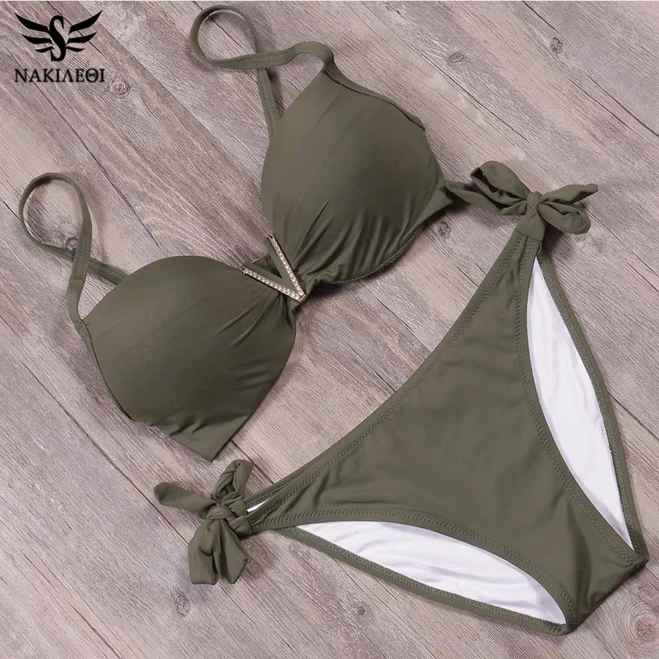 Женский купальный костюм с чашками пуш-ап Размеры S ~ 2XL | Женская одежда