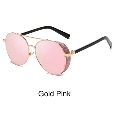 Gold Pink Ralferty, женские солнцезащитные очки, роскошный бренд,, UV400, негабаритные, круглые, солнцезащитные очки, женские, блестящие, солнцезащитные очки, ретро оттенки, R8962 - Цвет линз: Gold Pink