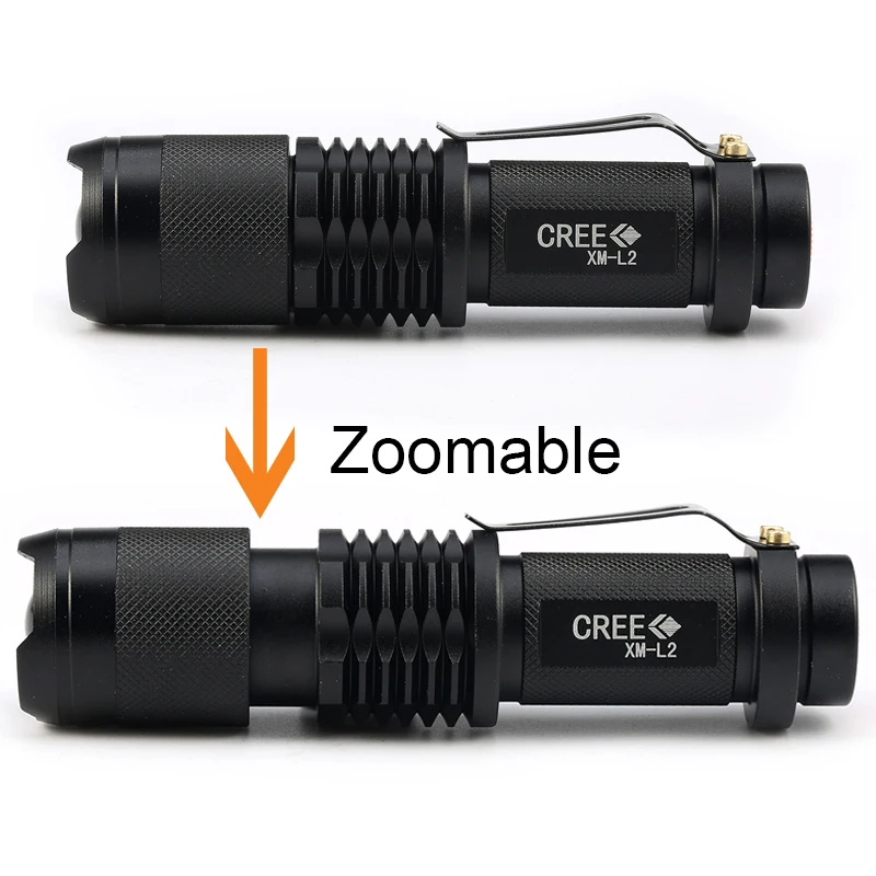 Cree xm-l2 3500lm led lanterna 5-modes регулируемый фонарик водонепроницаемый с 1*18650 5000 мАч