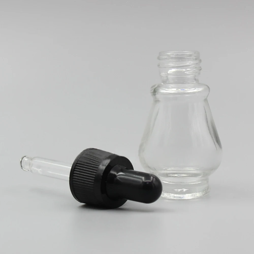 

Флакон 30 мл с черной/белой крышкой, пустая бутылка из прозрачного стекла для ухода за кожей