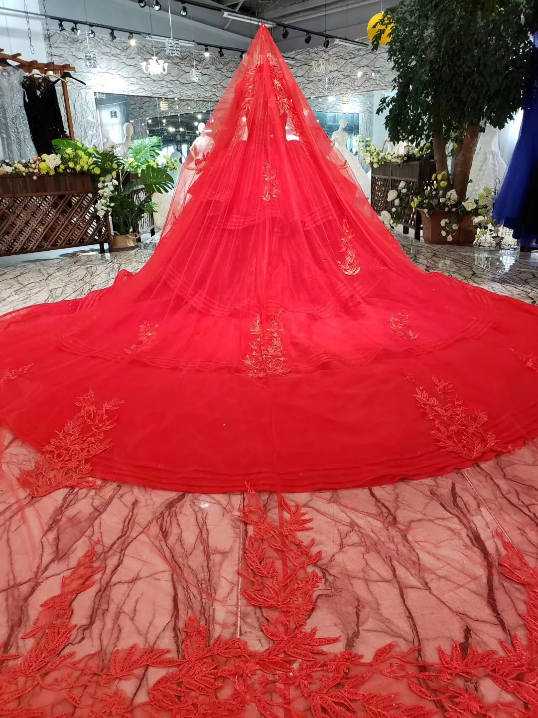 Elegant Lace High Neck Prom Dress Red Crystal Evening 2019 Ball Gown Puffy Skirt Layers Ruffless For Wedding Party | Свадьбы и