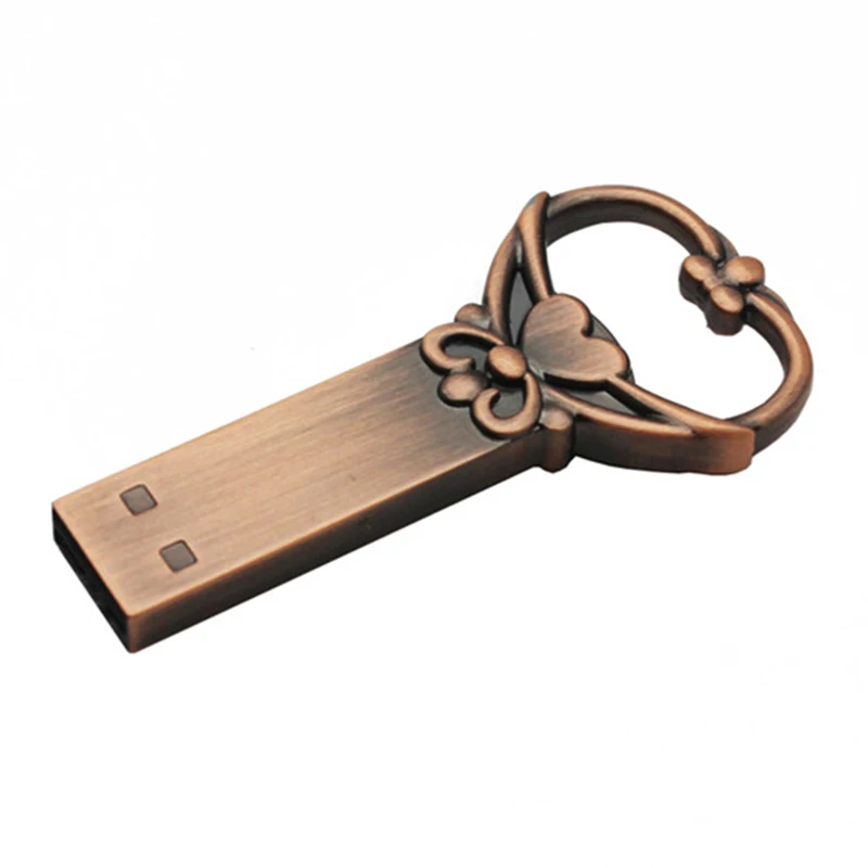 JASTER металлический сердечный ключ USB флеш-накопитель U диск в форме сердца медный ключ Флешка 4 ГБ 8 ГБ 16 ГБ 32 ГБ 64 ГБ Флешка карта памяти