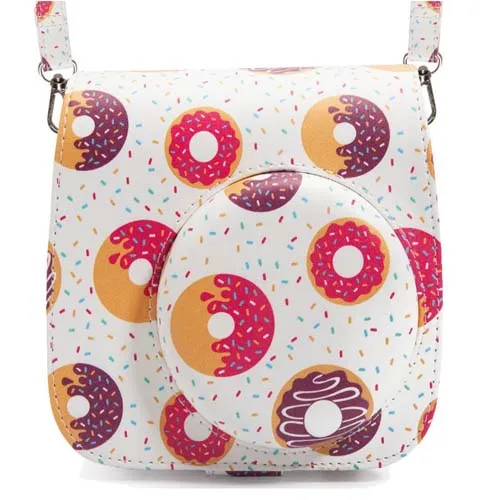 Sweet Donut Дополнительный винтажный Чехол-сумка из искусственной кожи для камеры с плечевым ремнем для Fujifilm Instax Mini 9 чехол Mini 8/8+ фото-пленка - Цвет: Sweet Donut