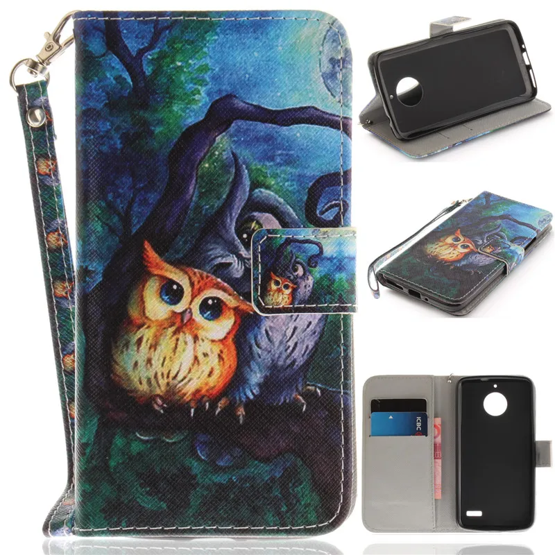 COATUNCLE Флип кожаный чехол для Motorola Moto E4 чехол для coque Moto E4 Plus сова цветок кошелек Чехол подставка чехол для телефона s