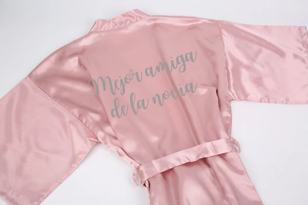 mejor amiga Sisbigdey пыльный розовый novia халат атласный для женщин dama de honor hermana de la novia Espanol испанское кимоно невесты Вечерние платья подружки невесты - Цвет: mejor amiga