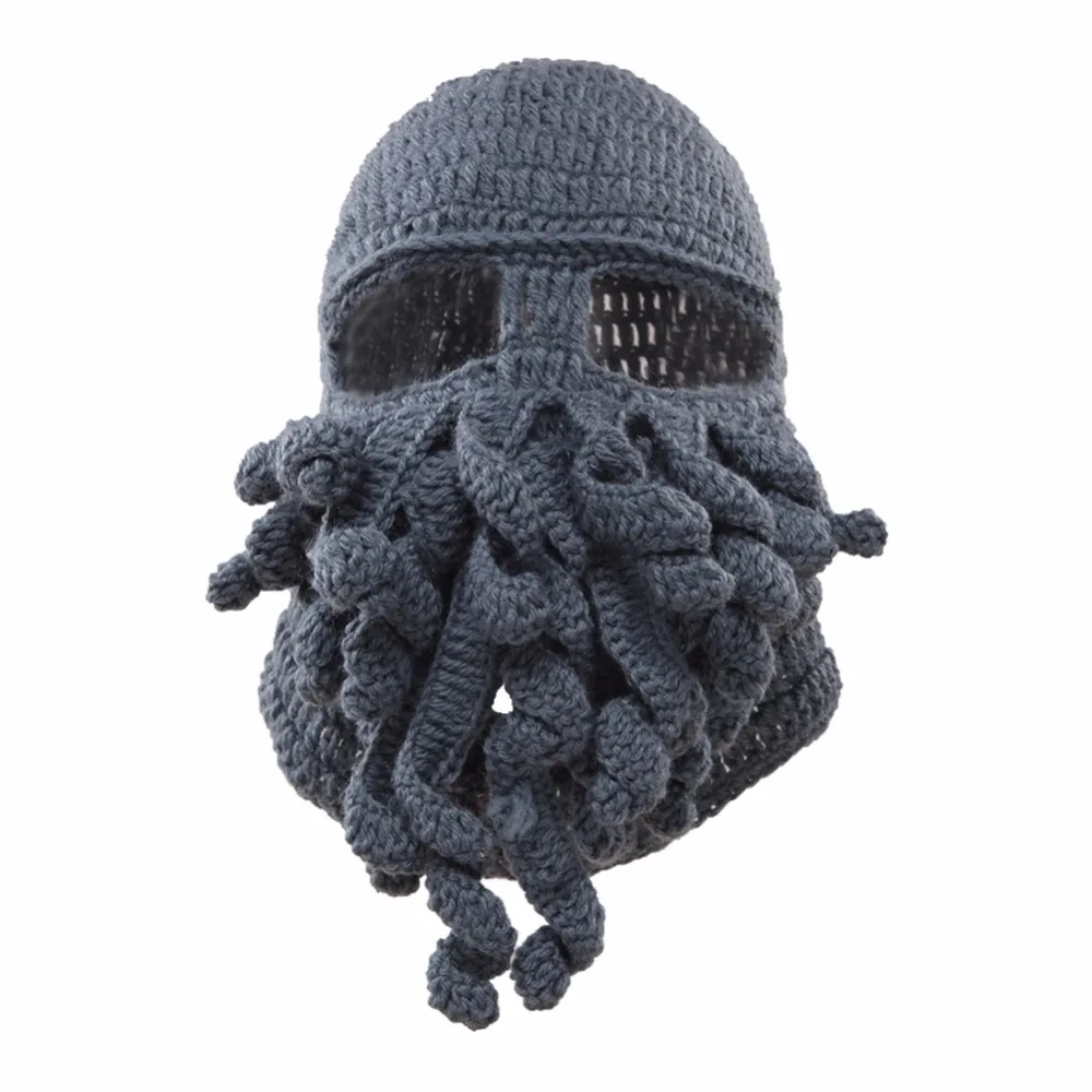 Lisli зима теплая Новинка Мужская вязаный шерстяной Забавный осьминог маска борода