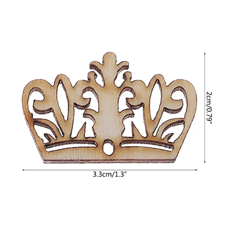 25 шт. лазерная резка дерева украшение деревянная Корона Форма Ремесло Свадебный