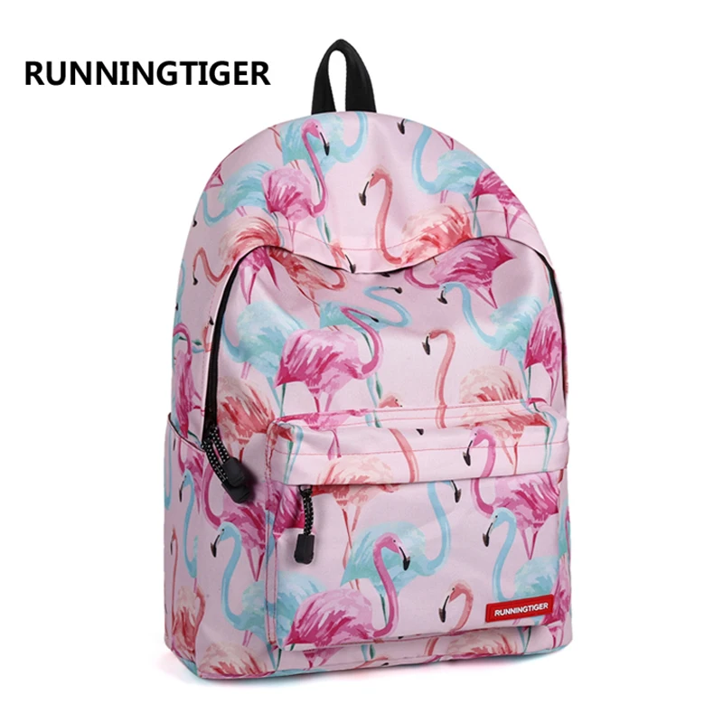 RUNNINGTIGER Модные женские рюкзаки крутой рюкзак с принтом Фламинго дышащие школьные