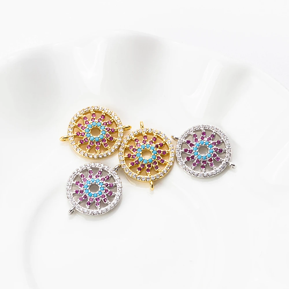 MEIBEADS 1 шт. микро паве подвеска в виде подсолнуха Медный кулон для ожерелья