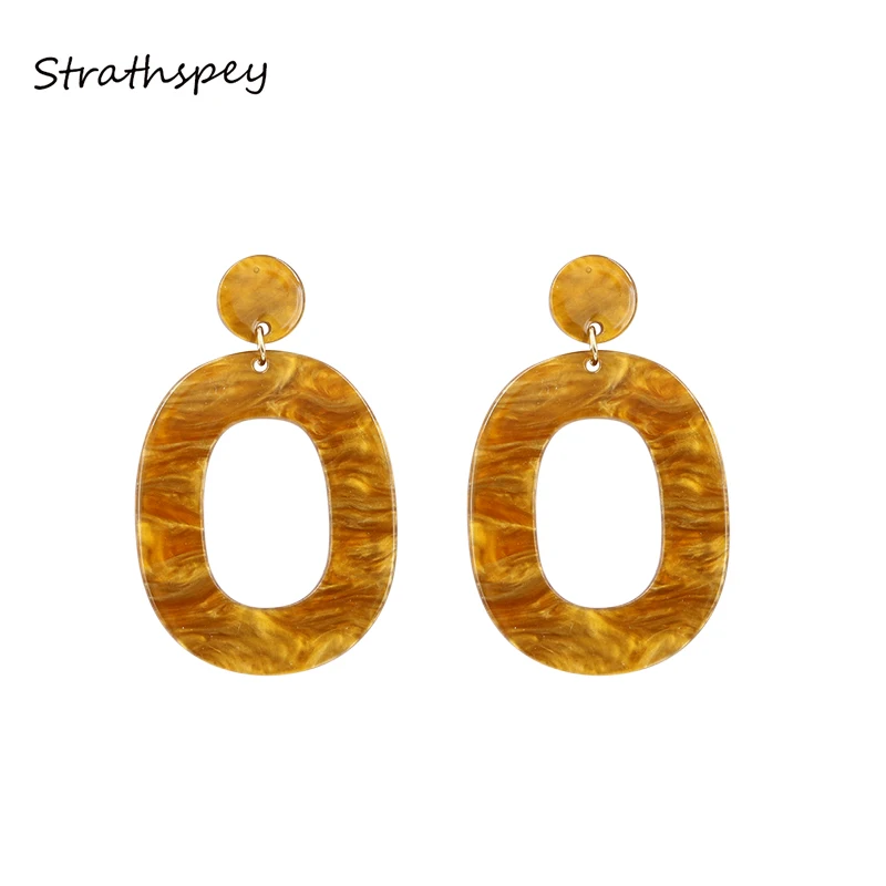 

STRATHSPEY винтажные овальные акриловые серьги для женщин ручной работы большие подвесные кольца Черепаховые висячие серьги Модные ювелирные и...