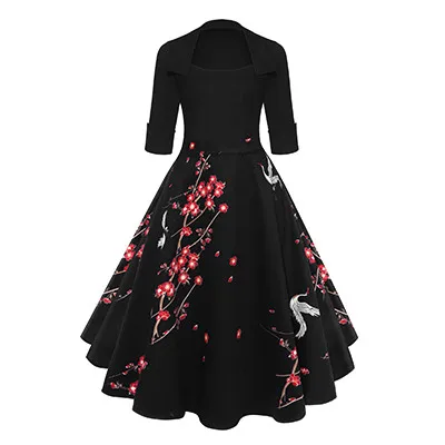 8 Pin Up Vestidos размера плюс Для женщин весенние черные Ретро Повседневное Платья для вечеринок рокабилли 50s Винтаж Одри Хепберн Платье - Цвет: 8