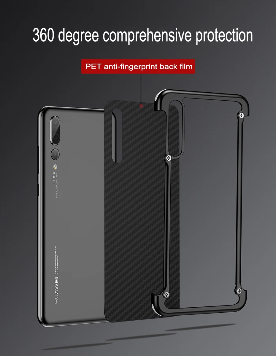 OATSBASF подушка безопасности металлический чехол для huawei p20 чехол Роскошный персональный корпус для huawei P20 Pro Чехол тонкий металлический бампер крышка