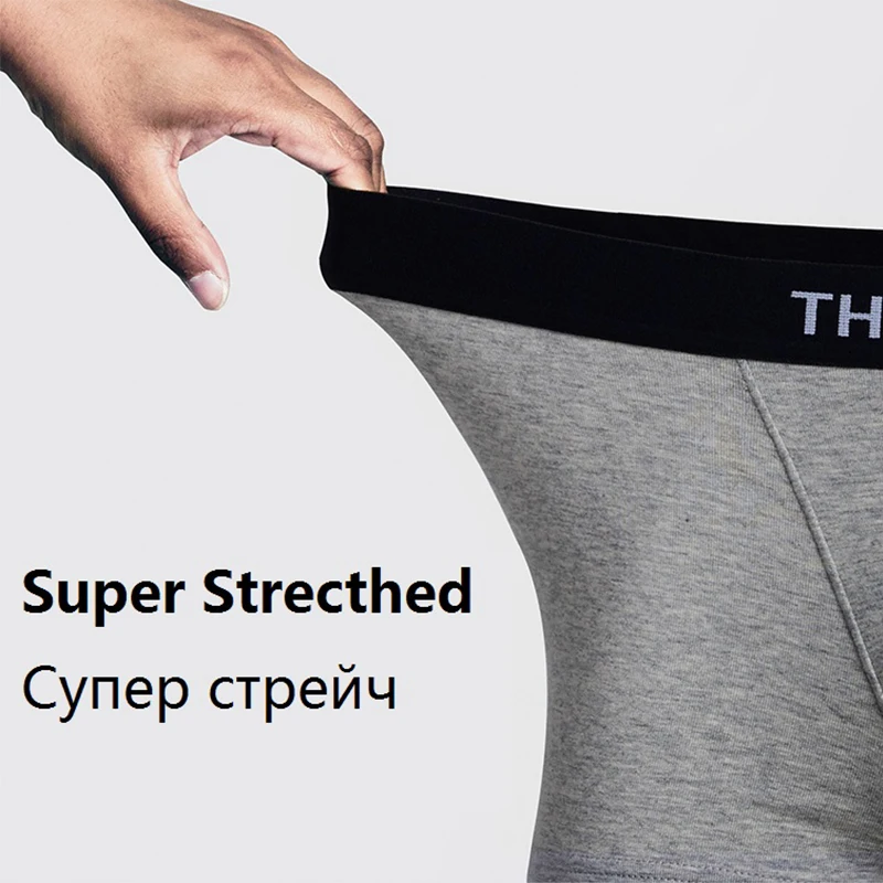 THREEGUN 4шт / Lot Boxer Шорты Сексуальные U Выпуклые нижнее белье Мужчины Хлопок Гей