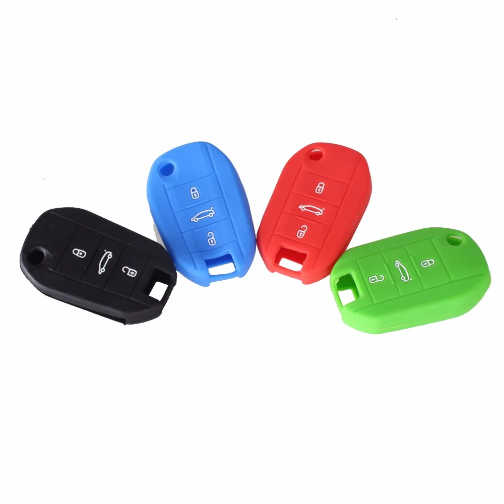KEYYOU силиконовые дополнения для автомобиля ключ чехол peugeot 508 301 2008 3008 408 3 пуговицы