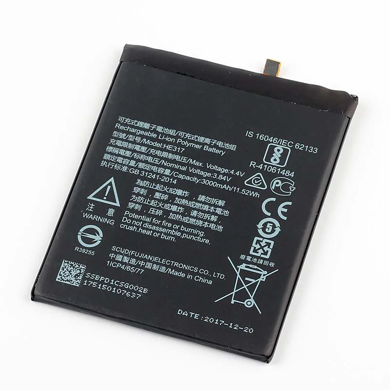 Оригинальный аккумулятор для телефона HE317 Nokia 6 nokia6 N6 TA 1000 1003 3000 мАч|mobile phone battery|battery