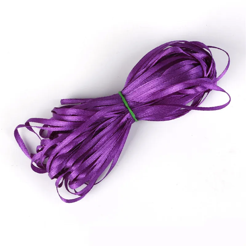 Purple 3 мм 25 ярдов/партия ручной работы DIY шелковая атласная лента для судов Швейные Ткань подарок Обёрточная бумага Рождество Свадебная вечеринка украшения - Цвет: Purple