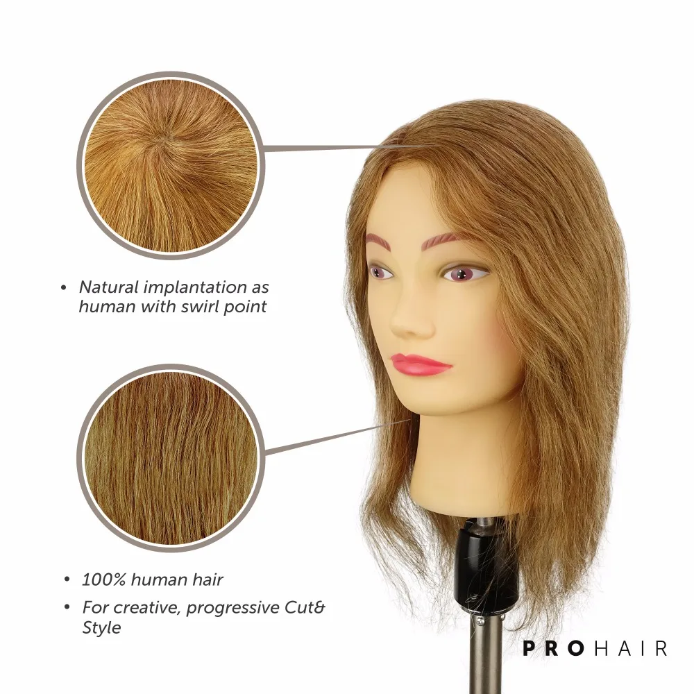 PROHAIR 35 см 14 &quot100% человеческие волосы Темно русый тренировочная голова Салон