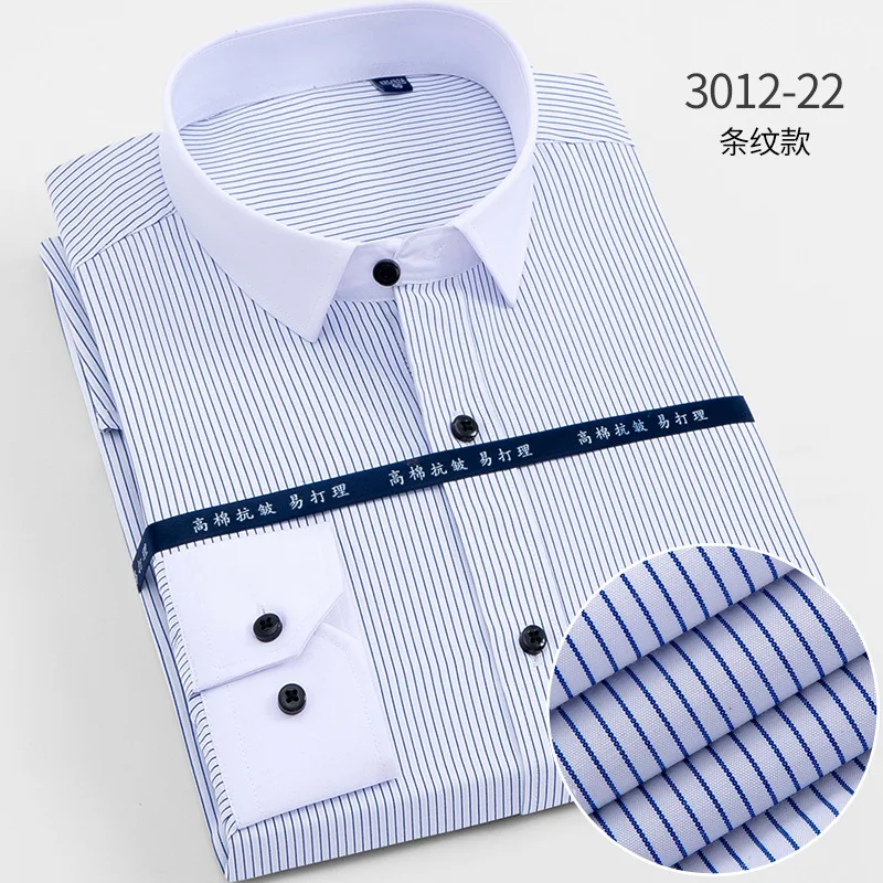 3012 Splicing collar Мужская одежда модные большие размеры 5XL 6XL 7XL 8XL полосатые/Саржевые мужские рубашки с длинным рукавом мужские рабочие Рубашки мужские топы - Цвет: 3012 Splicing collar