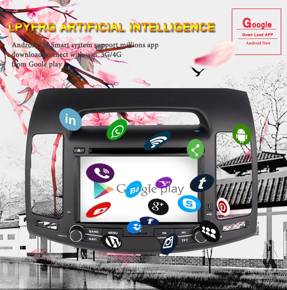 Android 9,0 4+ 64G Автомобильный DVD Плеер gps радио для hyundai Elantra 2007-2011 gps навигация HD мультимедиа OBD2 3/4G WI-FI DVR SWC OBDII