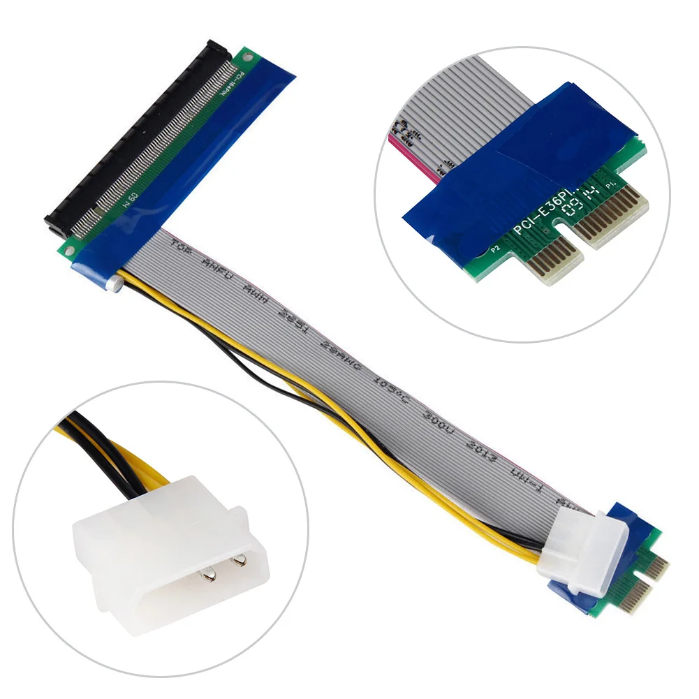 PCI-E Экспресс 1x к 16x стояк лента для картриджей расширитель расширение кабель molex