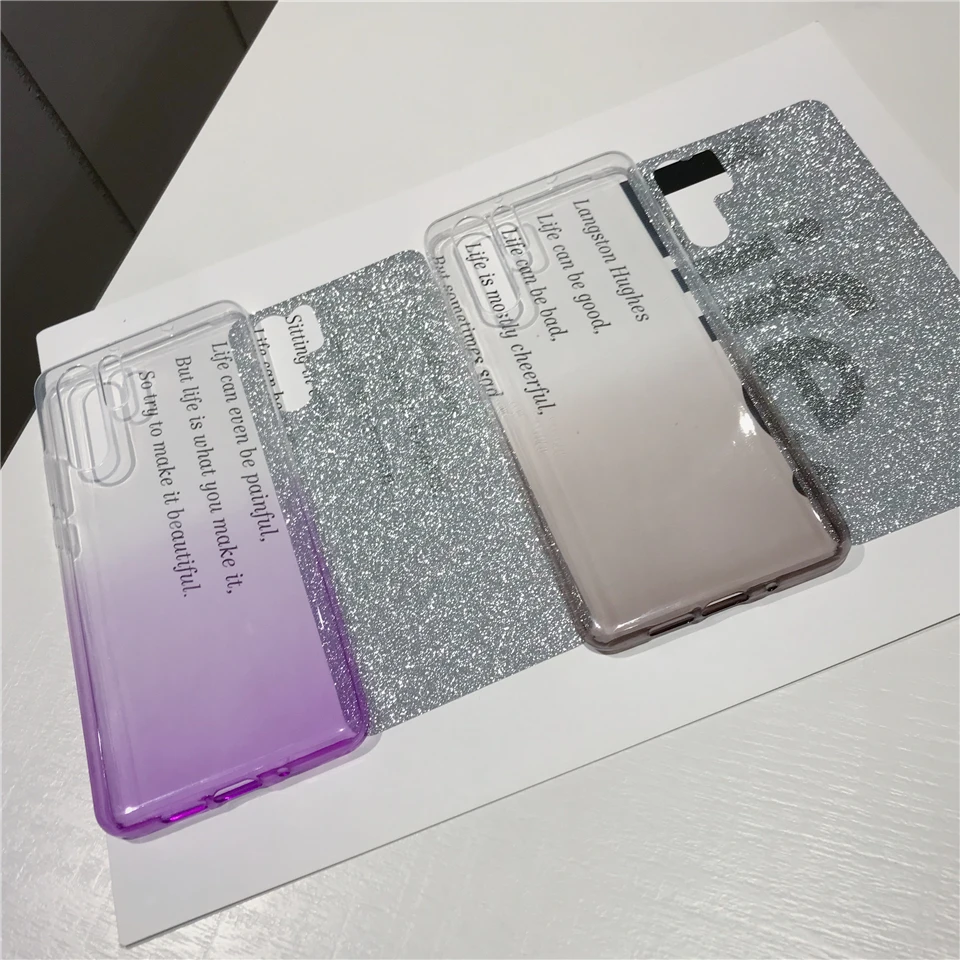 Gradient Glitter Silicone Case For Huawei P30 Pro P20 Lite Mate 20 30 Y6 Y7 Y9 2018 2019 Honor 10i 8A 7A 8X 7X 10 9 8 TPU Cover |