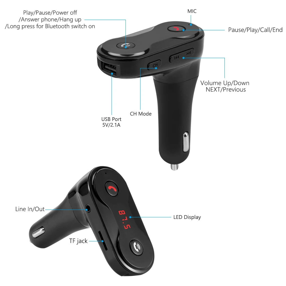 Беспроводной fm передатчик модулятор Bluetooth автомобильный комплект с USB