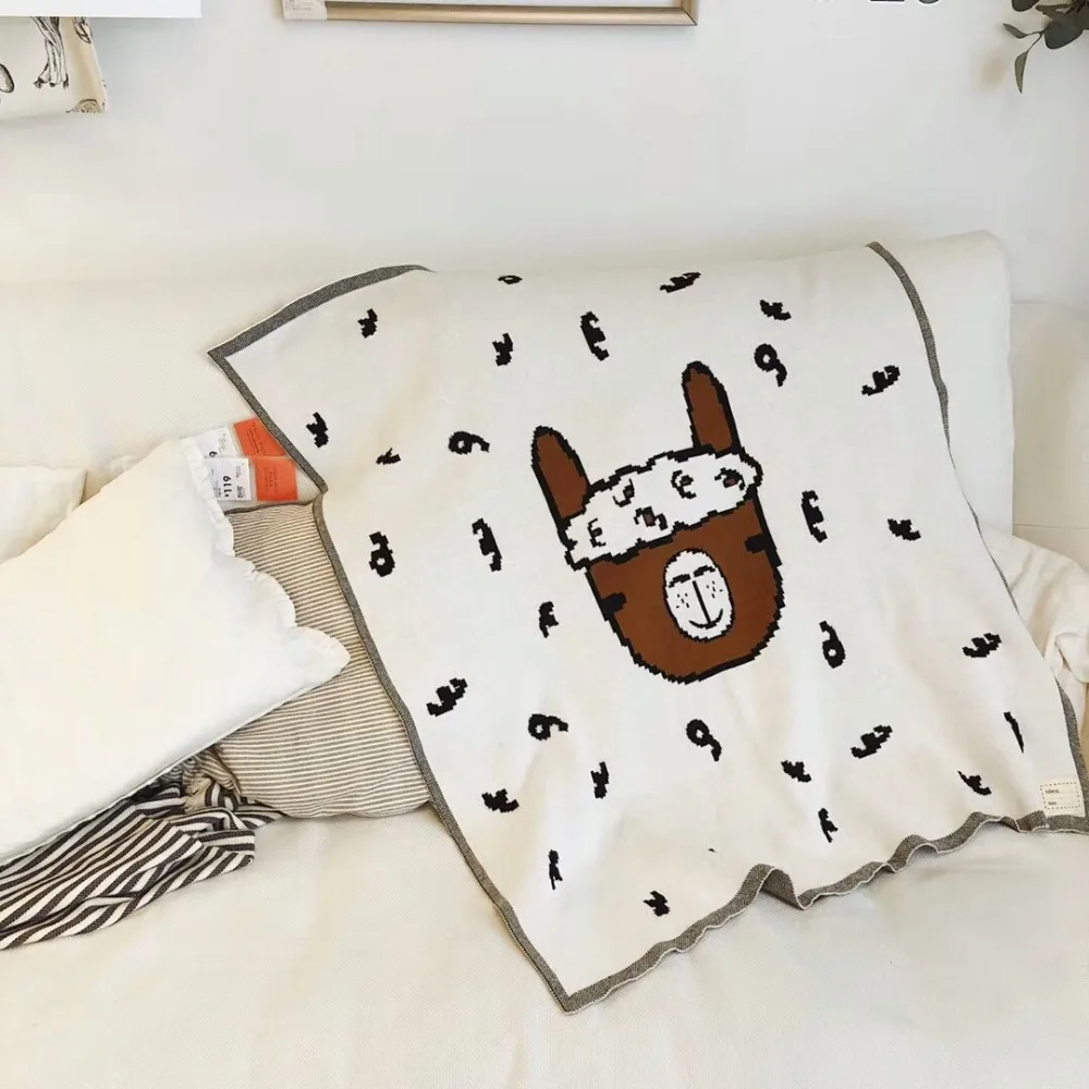 INS Baby blankets thicken double layer Knit stroller cover blanket newborns boys girls bedding Alpaca print | Мать и ребенок