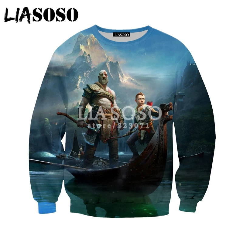 LIASOSO осенняя Новинка модная мужская и женская толстовка 3D принт видеоигра God of War