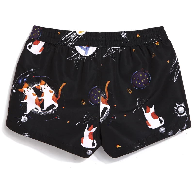 QIKERBONG Lady Casual Shorts Women animal cat lovely Quick Drying Fabric light touching | Женская одежда
