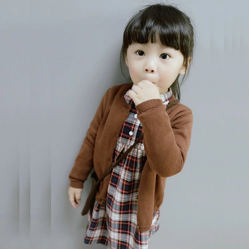 Новинка 2018 демисезонный вязаный свитер для маленьких девочек пальто 1 7 лет