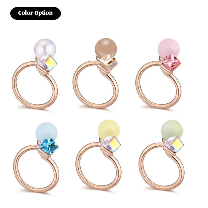 

New Hot Band Ring Real Crystals from Swarovski Gold Color Rings For Women Anillos Mujer Jewelery Gift To Girl