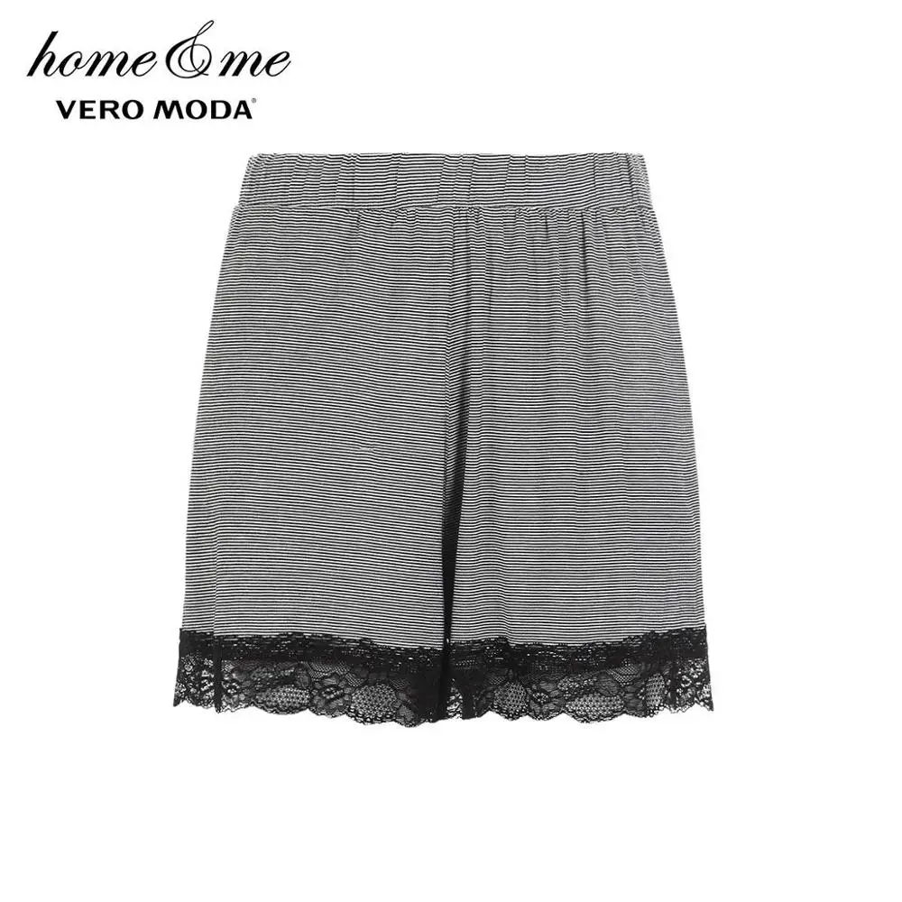 Vero Moda женские весенние кружевные полосатые топы и шорты | 318103501 - Цвет: Black