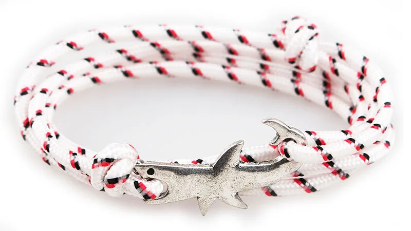 

nueva encanto moda acero caliente ancla pulseras hombres Paracord abrigo Cadena negro